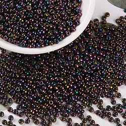 Miyuki runde Rocailles Perlen, japanische Saatperlen, 8/0, (rr454) metallische dunkle Pflaumeniris, 3 mm, Bohrung: 1 mm, ca. 422~455 Stk. / 10 g