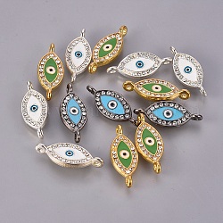 Alloy Rhinestone Links connectors, Cadmium Free & Lead Free, with Enamel, Grade A, Mixed Style, Evil Eye, Mixed Color, 26x10x2mm, Hole: 2mm