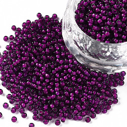 12/0 grade a perles de rocaille en verre rondes, les couleurs de l'intérieur transparentes, violet, 2x1.5mm, Trou: 0.7mm, environ 5388 pcs/50 g