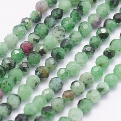 Chapelets de perles de rubis en zoïsite naturelle, facette, ronde, 2~2.5mm, Trou: 0.5mm, Environ 195~208 pcs/chapelet, 15.7 pouce (40 cm)