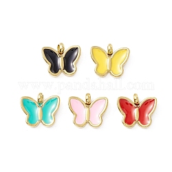 Vacuum Plating 304 Stainless Steel Enamel Pendants, Light Gold, Butterfly, Mixed Color, 11x12.5x4mm, Hole: 2mm