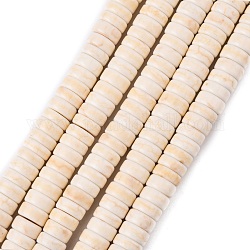 Kunsttürkisfarbenen Perlen Stränge, heishi Perlen, gefärbt, Flachrund, creme-weiß, 6x3 mm, Bohrung: 1 mm, ca. 135 Stk. / Strang, 15.75 Zoll