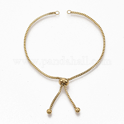 Fabrication de bracelets réglables 304 curseur en acier inoxydable, bracelets bolo, avec avec 202 perles en acier inoxydable, or, longueur de la chaîne simple: environ 12cm