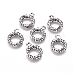 304 Stainless Steel Toggle Clasps Parts, Ring, Stainless Steel Color, 19x15x3mm, Hole: 2.5mm, Inner Diameter: 9mm