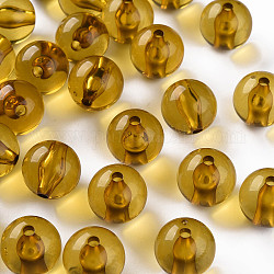 Perles en acrylique transparente, ronde, verge d'or, 16x15mm, Trou: 2.8mm, environ 220 pcs/500 g