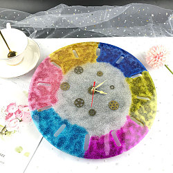 Moules en silicone de qualité alimentaire, horloge ronde plate, décoration murale, pour la résine UV, fabrication artisanale de résine époxy, floral blanc, 324x12mm