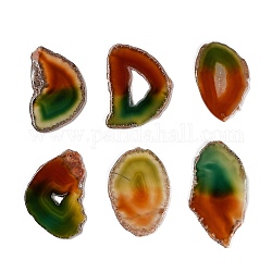 Ciondoli d'agata naturale di druzy, tinti e riscaldato, ciondoli pepite, 73~94x51~64x4~5mm, Foro: 2 mm