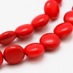 Flachrund synthetischen Türkis Perlen Stränge, gefärbt, rot, 10x5 mm, Bohrung: 1 mm, ca. 42 Stk. / Strang, 15.7 Zoll