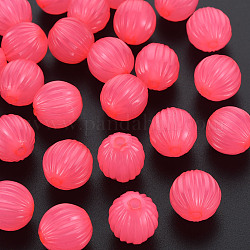 Perles en acrylique de gelée d'imitation, perles ondulées, ronde, rose chaud, 14x13mm, Trou: 2.5mm, environ 356 pcs/500 g