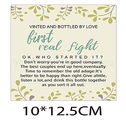 Autocollant adhésif en papier enduit, étiquette adhésive pour bouteille de vin, thème anniversaire, rectangle, beige, 12.5x10 cm