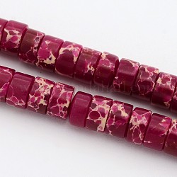 Synthetic Imperial Jasper Beads Strands, Dyed, Heishi Beads, Flat Round/Disc, Medium Violet Red, 12x3mm, Hole: 1mm, about 126pcs/strand, 14.9 inch
