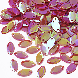 Ornament Zubehör, PVC-Kunststoff Paillette / Pailletten verbindet Anschlüsse, AB Farbe, Pferd Auge, Medium violett rot, 9x5x0.5 mm, Bohrung: 0.8 mm, ca. 25000 Stk. / 500 g
