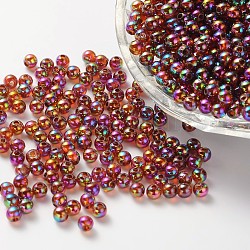 Eco-Friendly Transparent Acrylic Beads, Round, AB Color, Camel, 4mm, Hole: about 1.2mm; about 17000pcs/500g.