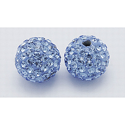 Grado A perlas de rhinestone, Pave bolas de discoteca, resina y arcilla de China, redondo, azul, pp11 (1.7~1.8 mm), 12mm, agujero: 1.5 mm