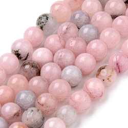 Natürliche Pflaumenblüten-Jaspis-Perlenstränge, gefärbt, Runde, rosa, 10~10.5 mm, Bohrung: 1.2 mm, ca. 37~40 Stk. / Strang, 14.9~15.1 Zoll (38~38.5 cm)