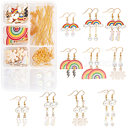 Sunnyclue 113 pièces bricolage kits de fabrication de boucles d'oreilles sur le thème de la météo mignonne, y compris les pendentifs en alliage et les connecteurs de liaison, crochets et chaînes de câble en laiton, Perles en verre, couleur mixte