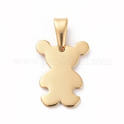 304 Stainless Steel Pendants, Stamping Blank Tag, Bear, Golden, 15x12x1mm, Hole: 6x3mm
