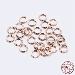 925 anillos redondos de plata esterlina, anillos de salto soldados, anillos de salto cerradas, oro rosa, 20 calibre, 6x0.8mm, diámetro interior: 4 mm