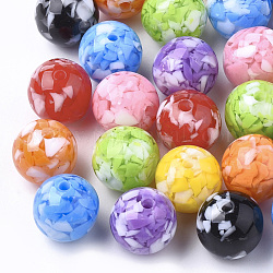 Resin Beads, Imitation Gemstone Chips Style, Round, Mixed Color, 18mm, Hole: 2.5mm