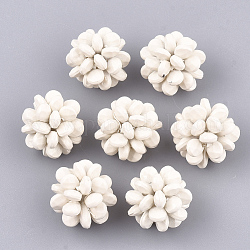Perles tissées acryliques peintes par pulvérisation, ronde, perles de cluster, blanc crème, 18~19mm
