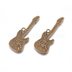 Tibetan Style Alloy Guitar Large Pendants, Lead Free and Cadmium Free, Antique Bronze, 53x18x2mm, Hole: 3mm