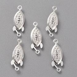 Brass Filigree Box Clasps, Long-Lasting Plated, Horse Eye, 925 Sterling Silver Plated, 22x7x3.5mm, Hole: 1.2mm