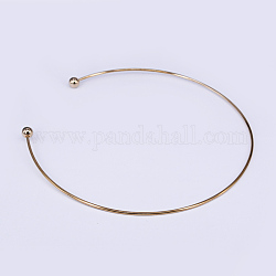 Colliers tour de cou en 304 acier inoxydable, colliers rigides, avec perles rondes inamovibles, véritable 18k plaqué or, Diamètre intérieur: 14x14.5 cm, 2mm