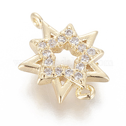 Ottone micro spianare link zirconi, stella, oro, chiaro, 14.5x11.5x2.5mm, Foro: 1 mm