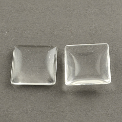 Cabuchones cuadrados de vidrio transparente, Claro, 12x12x4mm
