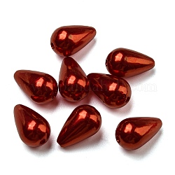 ABS Plastic Imitation Pearl, Drop, Orange Red, 16x10mm, Hole: 1mm, about 600pcs/pound