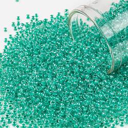 TOHO Round Seed Beads, Japanese Seed Beads, (1832) Inside Color AB Crystal/Turquoise Lined, 11/0, 2.2mm, Hole: 0.8mm, about 50000pcs/pound