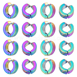 Unicraftale 12 paires de placage sous vide 304 boucles d'oreilles en acier inoxydable, anneau, couleur arc en ciel, 11x4mm, diamètre intérieur: 6.4 mm