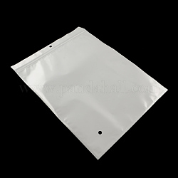 Bolsas de plástico con cierre de película de perlas, bolsas de embalaje resellables, con orificio para colgar, sello superior, bolsa autoadhesiva, Rectángulo, blanco, 32x20 cm, medida interior: 28x18.5 cm