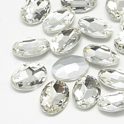 Cabujones de cristal con rhinestone, espalda plateada, facetados, oval, cristal, 6x4x2.5mm