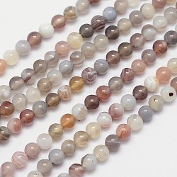 Botswana naturelle brins agate de perles rondes, 4mm, Trou: 1mm, Environ 99 pcs/chapelet, 15.5 pouce