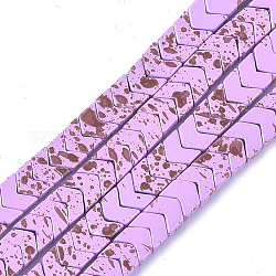Spray Painted Non-magnetic Synthetic Hematite Beads Strands, Arrow/Chevron, Violet, 6x6x2.5mm, Hole: 0.7mm, about 108pcs/strand, 15.9 inch