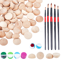 Nkit di pittura con perline, compresi cabochon di legno, pennelli in plastica, penne e scatole in silicone, colore misto, 2.4~2.45x1.25cm, 60 pc / set