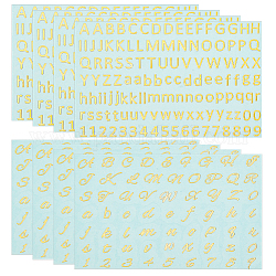 Olycraft 8 hojas mini pegatinas de números de alfabeto de metal pegatinas de letras de metal autoadhesivas pegatinas de letras doradas con brillo pequeño para resina epoxi manualidades álbumes de recortes etiquetas de botellas signos decoración