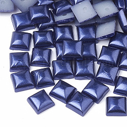ABS Plastic Imitation Pearl Cabochons, Square, Prussian Blue, 6x6x3.5mm, about 5000pcs/bag