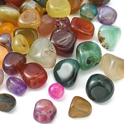 Perles d'agate naturelles, pas de trous / non percés, pierre roulée, gemmes de remplissage de vase, teints et chauffée, pépites, 6~13mm, environ 61 pcs/100 g