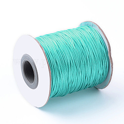 Cuerdas de poliéster encerado coreano, verde mar claro, 2.5mm, Aproximadamente 100 yardas / rollo (300 pies / rollo)