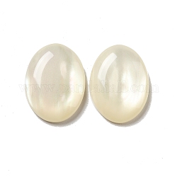 Resin Cabochons, Pearlized, Imitation Cat Eye, Oval, Seashell Color, 20x15x4.5mm