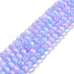 Brins de perles de sélénite naturelles, Grade a, teinte, ronde, lilas, 8mm, Trou: 0.8mm, Environ 51~52 pcs/chapelet, 15.16~15.35'' (38.5~39 cm)