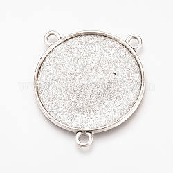 Tibetan Style Alloy Cabochon Connector Settings, Cadmium Free & Lead Free, Flat Round, Antique Silver, Tray: 35mm, 42x37x2mm, Hole: 3mm, about 160pcs/1000g