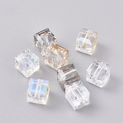 K5 perles de verre strass, facette, cube, couleur mixte, 6x6x6mm