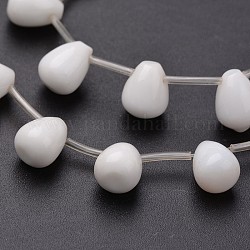 Opaque Glass Beads Strands, Teardrop, 10x8mm, Hole: 1mm, about 29pcs/strand, 16.1 inch
