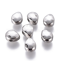 Perles en 304 acier inoxydable, facette, larme, couleur inoxydable, 8.5x6.5x4mm, Trou: 1.6mm