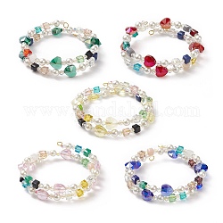 Wickelarmbänder aus Glasperlen mit drei Schleifen, Muschelperlen-Perlenarmband für Damen, Mischfarbe, Innendurchmesser: 2-1/8 Zoll (5.5 cm)