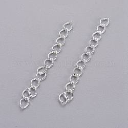 Iron Ends with Twist Chain Extension for Necklace Anklet Bracelet, Cadmium Free & Lead Free, Silver, 50x3.5mm, Links: 5.5x3.5x0.5mm