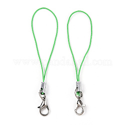 Mobile kordelbänder aus polyester, mit plattiertem Platin Legierungszubehör, lime green, 6.5~7 cm